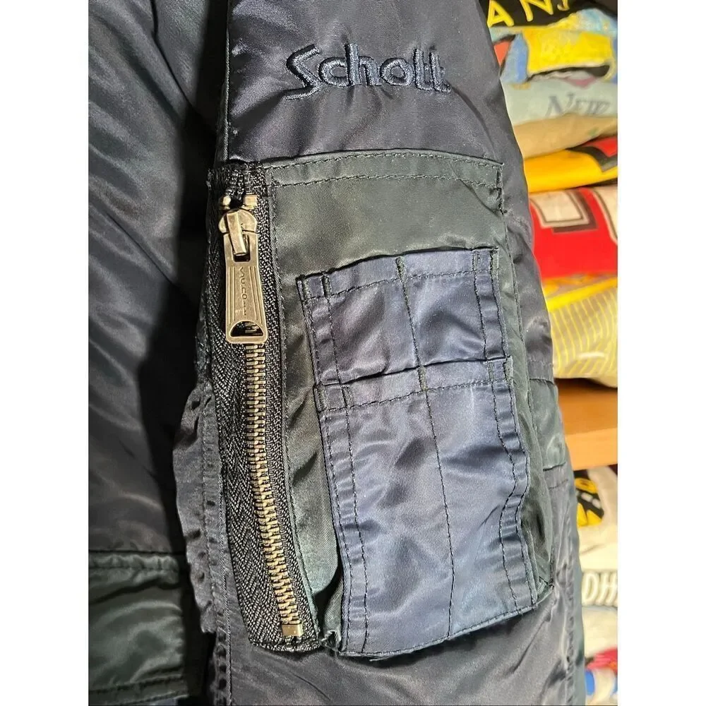 Schott NYC MA-1 Flight Patch Work Blue Bomber Jacket